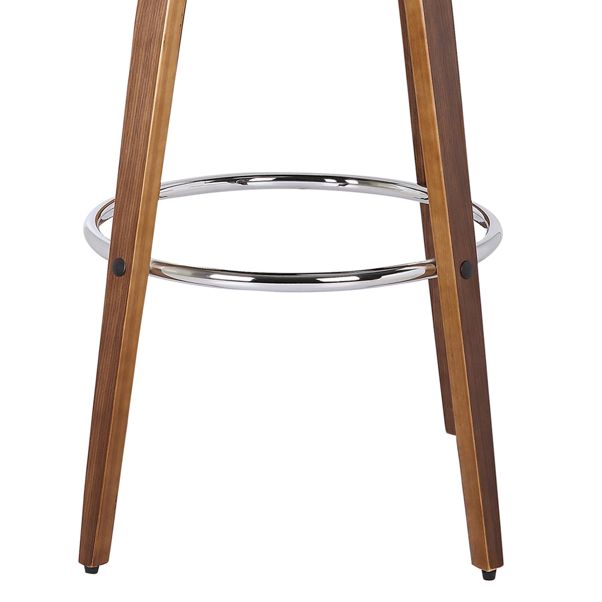 26" Brown Faux Leather And Fabric And Solid Wood Low Back Counter Height Swivel Bar Chair