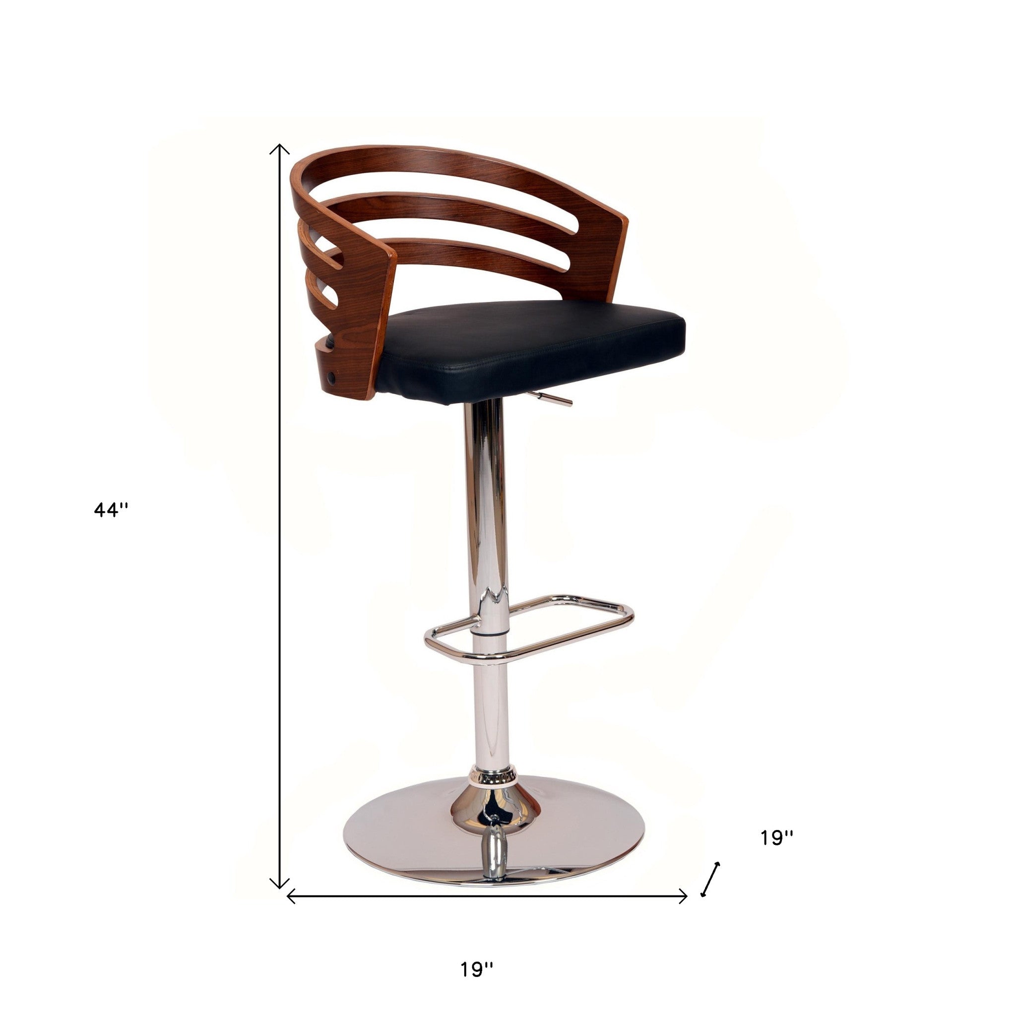 Black And Silver Fabric And Iron Low Back Adjustable Height Swivel Bar Chair