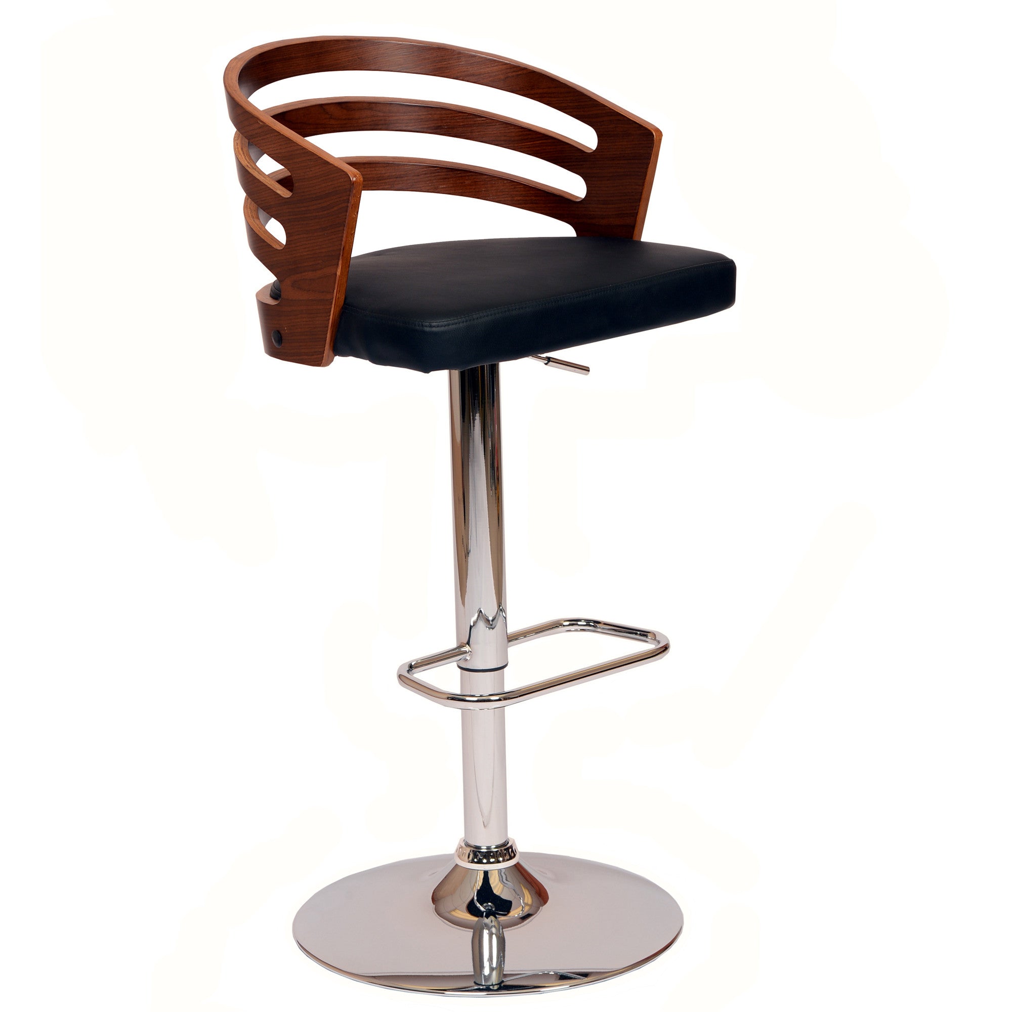 Black And Silver Fabric And Iron Low Back Adjustable Height Swivel Bar Chair