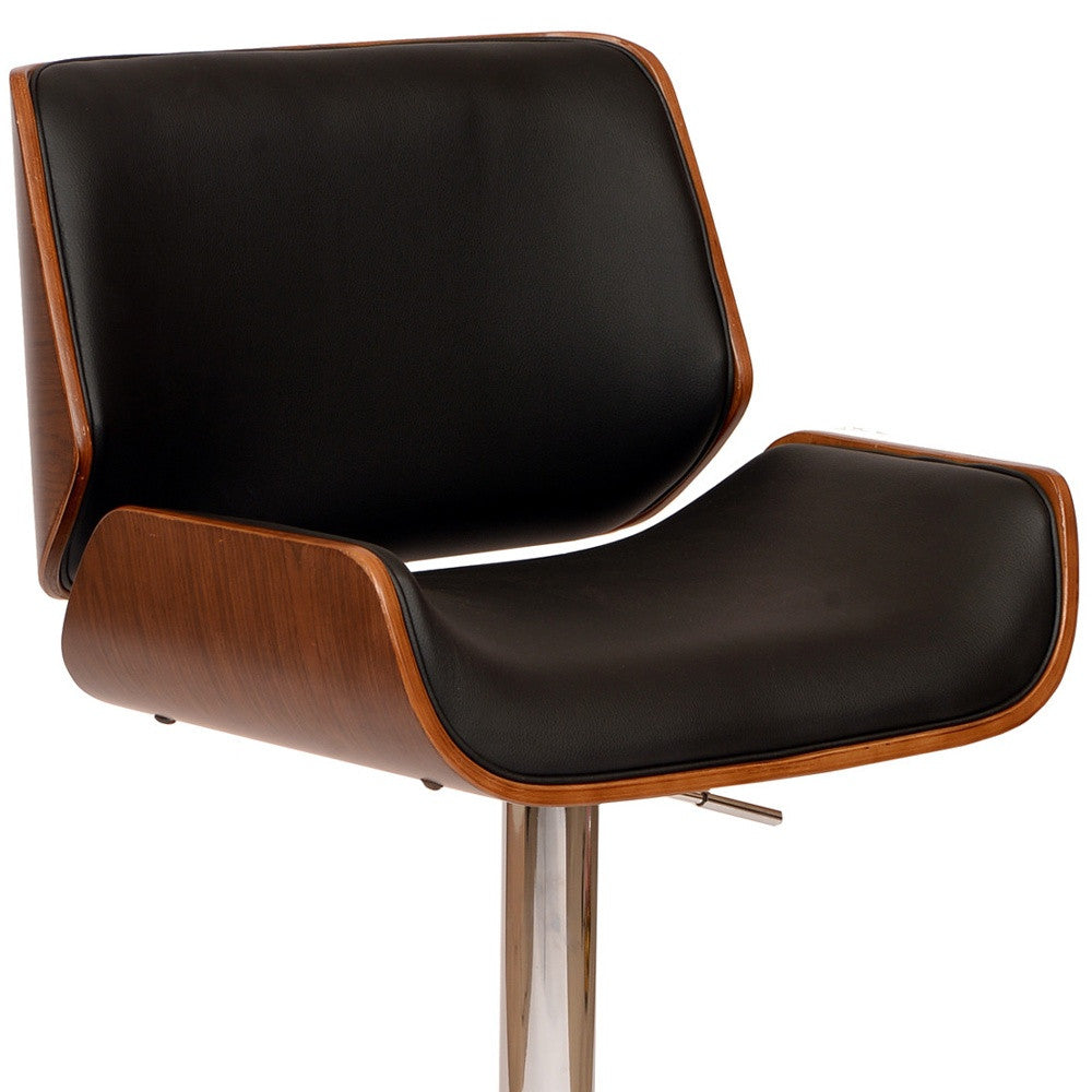 Black And Silver Fabric And Iron Low Back Adjustable Height Swivel Bar Chair