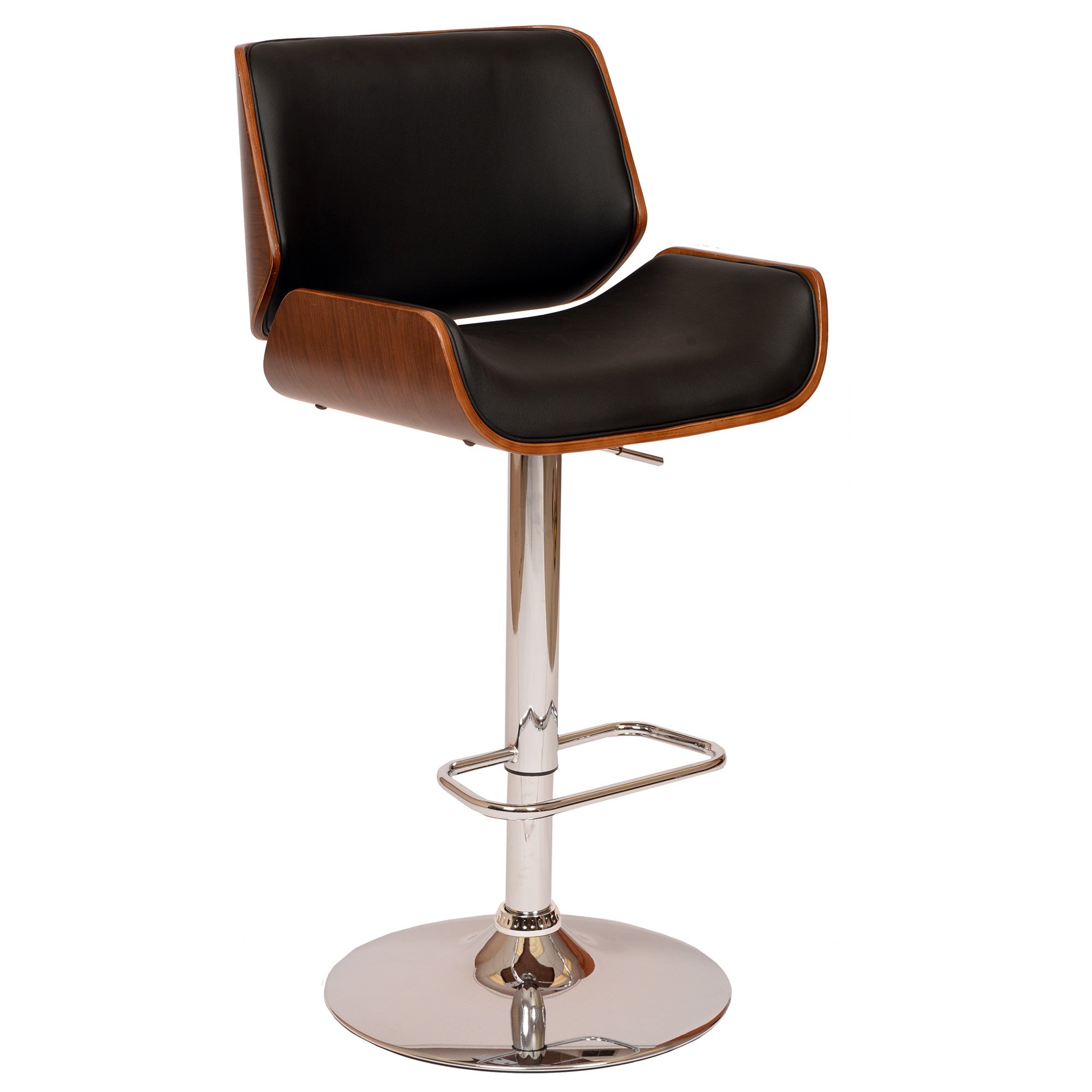 Black And Silver Fabric And Iron Low Back Adjustable Height Swivel Bar Chair