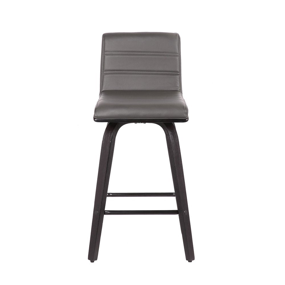 26" Gray And Black Fabric And Iron Low Back Counter Height Swivel Bar Chair