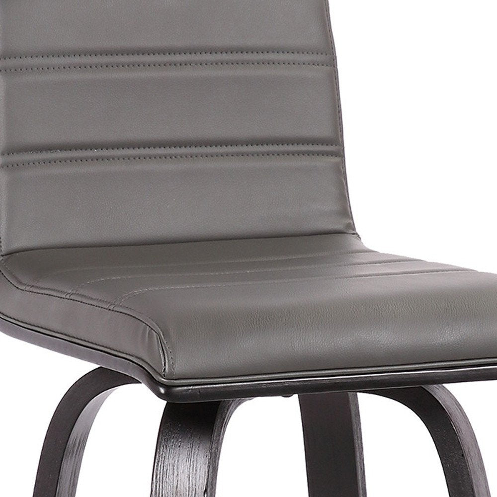 26" Gray And Black Fabric And Iron Low Back Counter Height Swivel Bar Chair