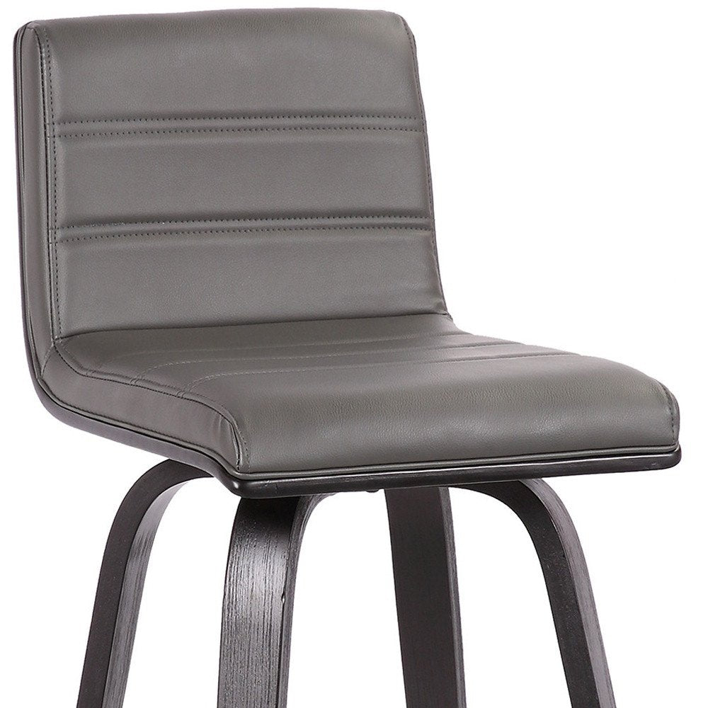 26" Gray And Black Fabric And Iron Low Back Counter Height Swivel Bar Chair