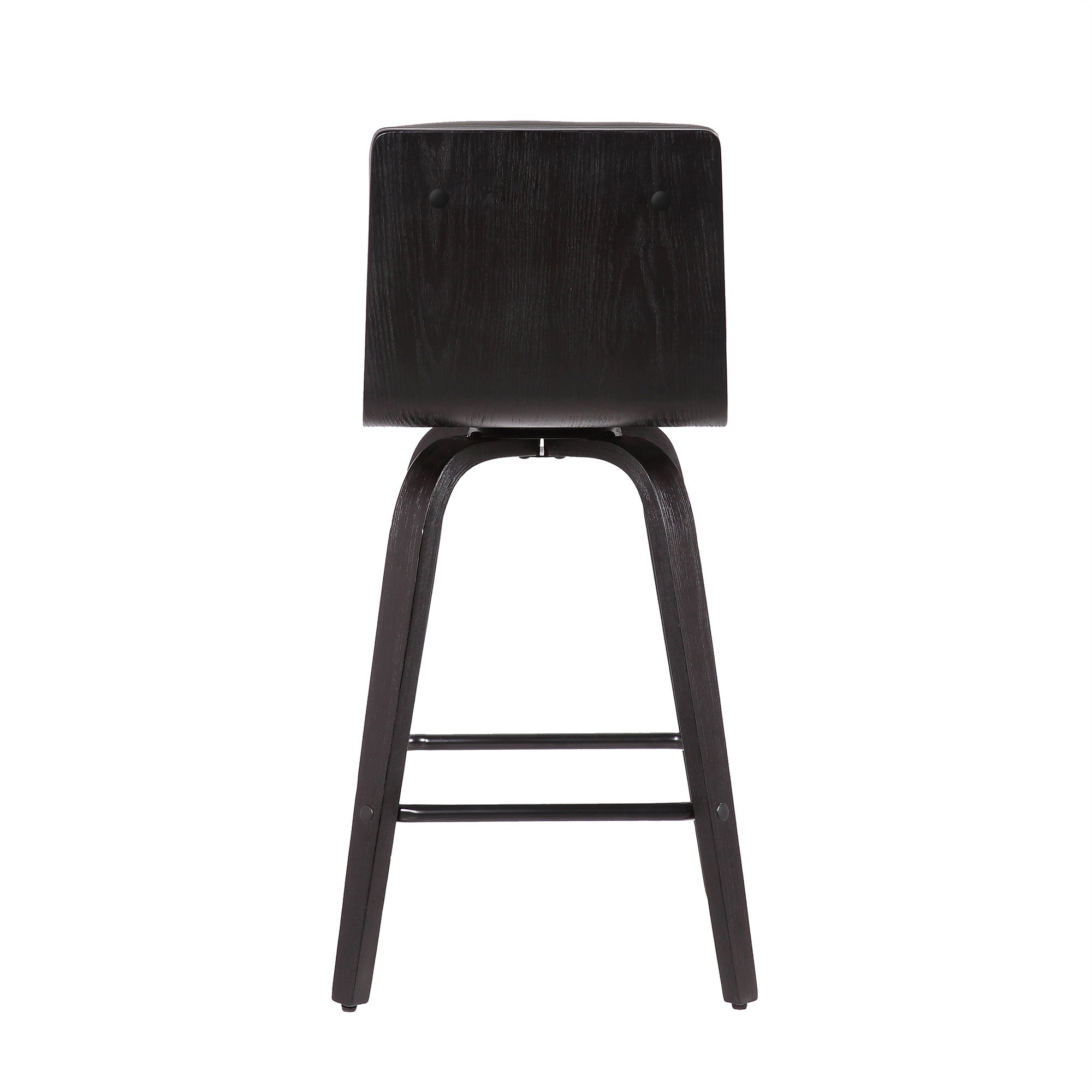 30" Gray And Black Fabric And Iron Low Back Bar Height Swivel Bar Chair