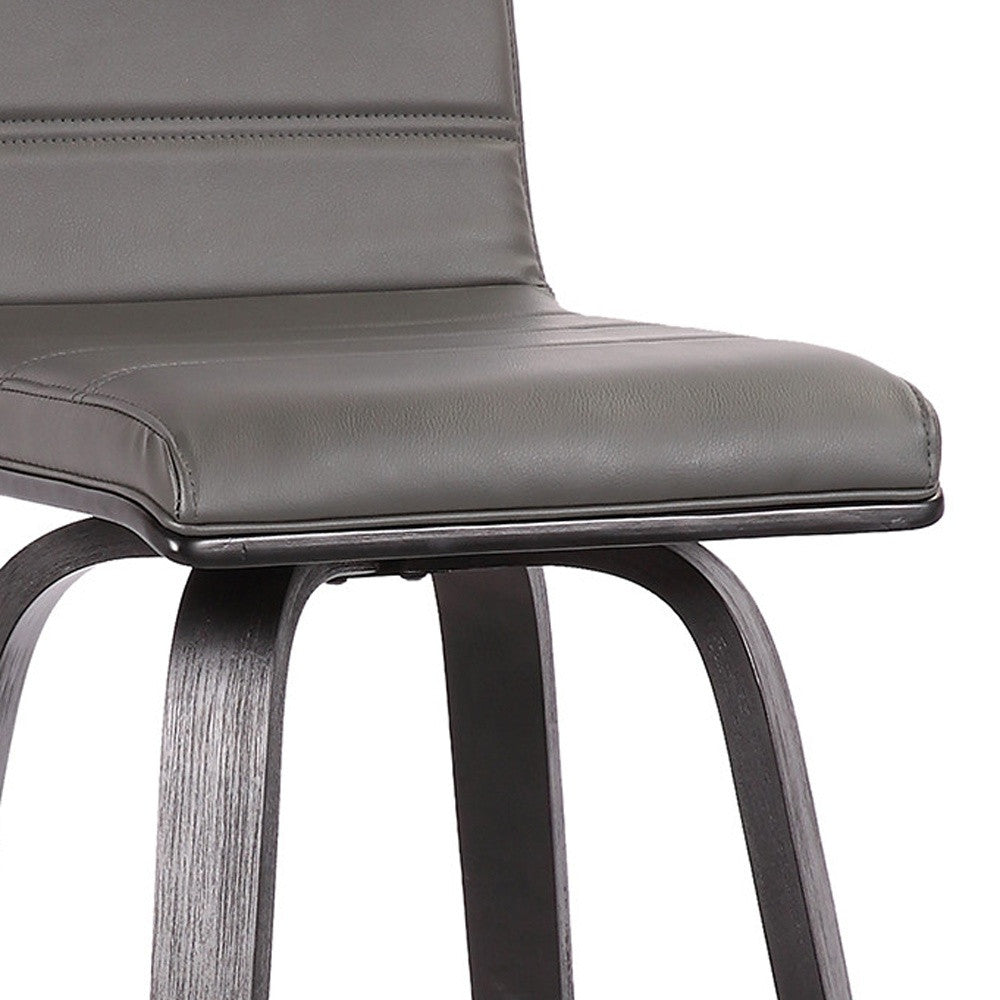 30" Gray And Black Fabric And Iron Low Back Bar Height Swivel Bar Chair