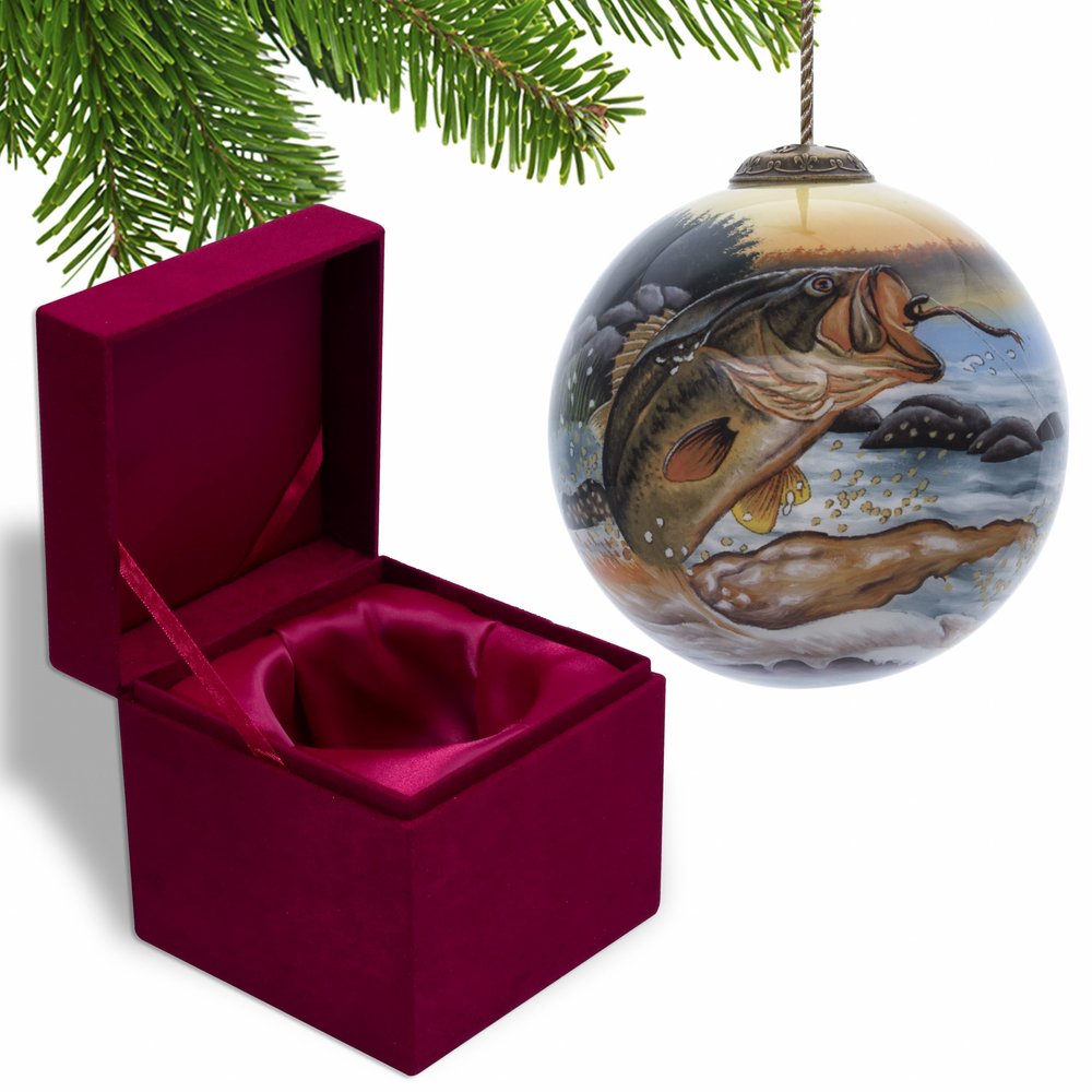 Jungle Green And Blue Glass Ball Ornament