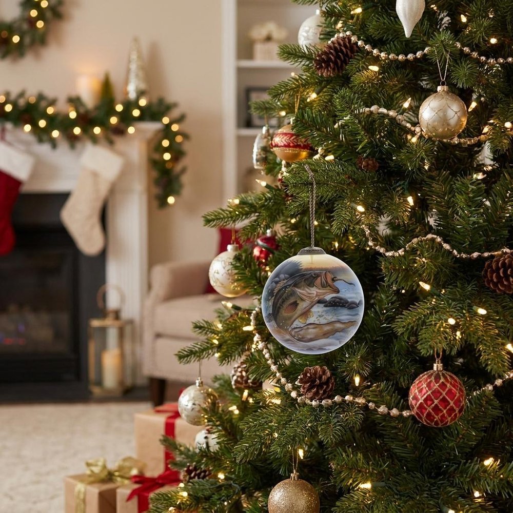 Jungle Green And Blue Glass Ball Ornament