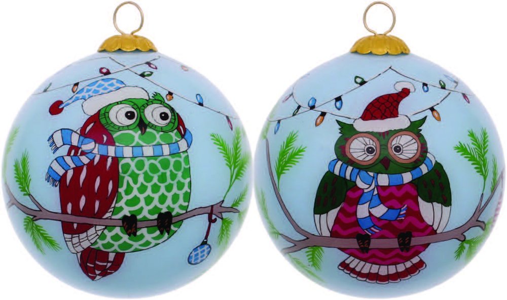 Green Red And White Glass Ball Ornament
