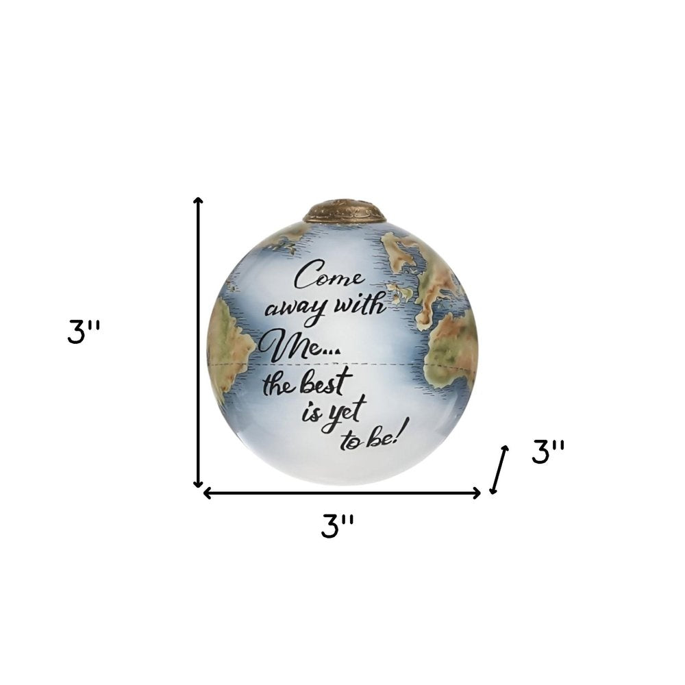 Gray And White Glass Ball Ornament