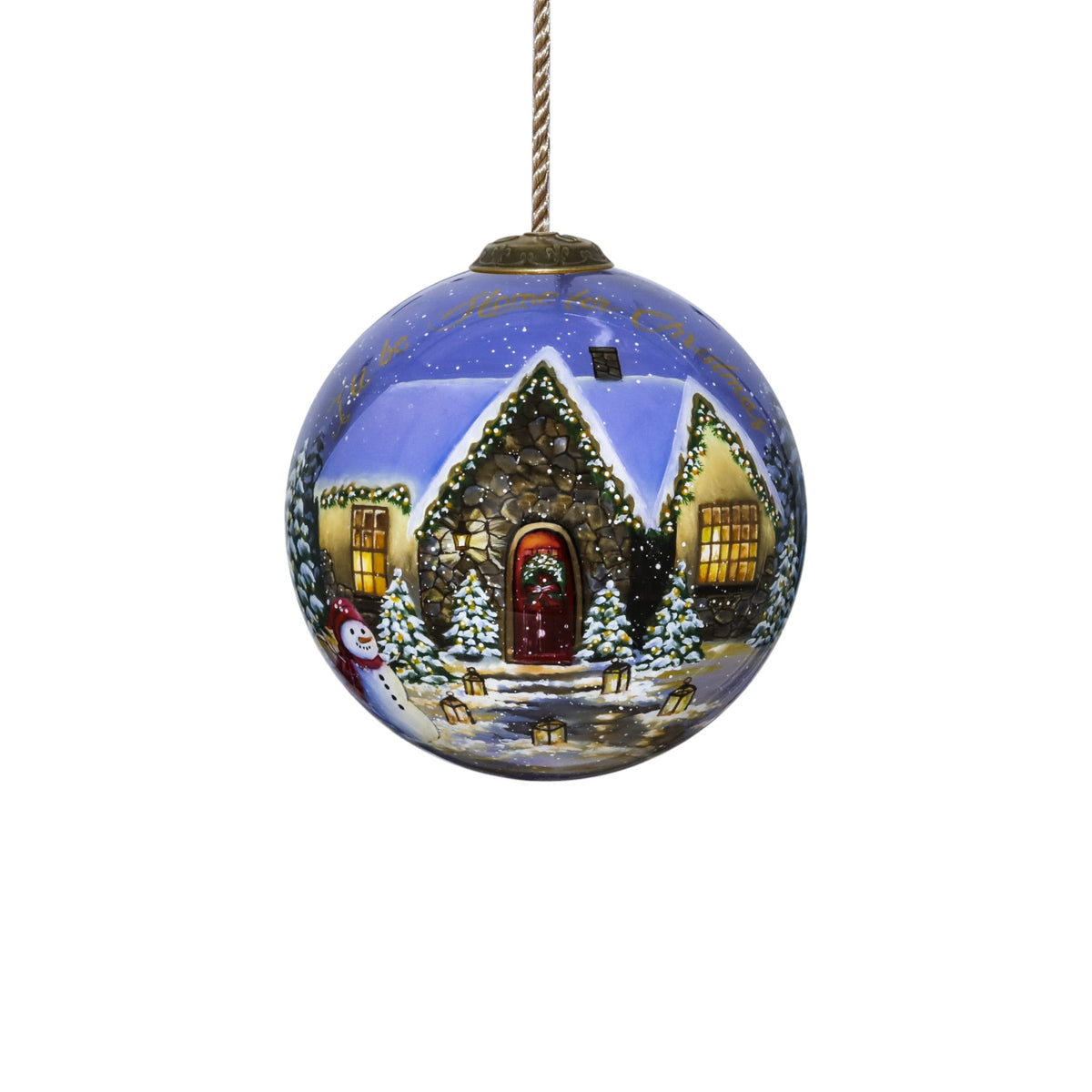 Home for Christmas Hand Painted Mouth Blown Glass Ornament