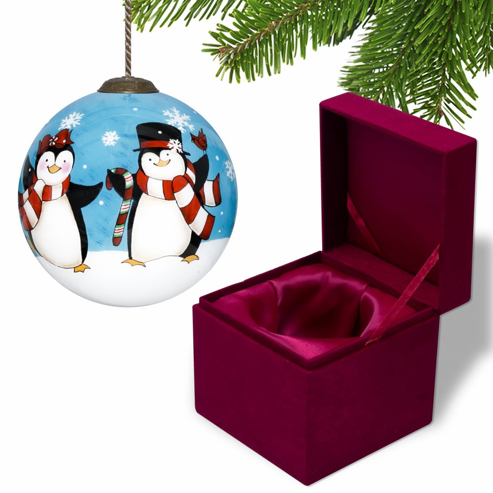 White Black And Blue Glass Ball Ornament