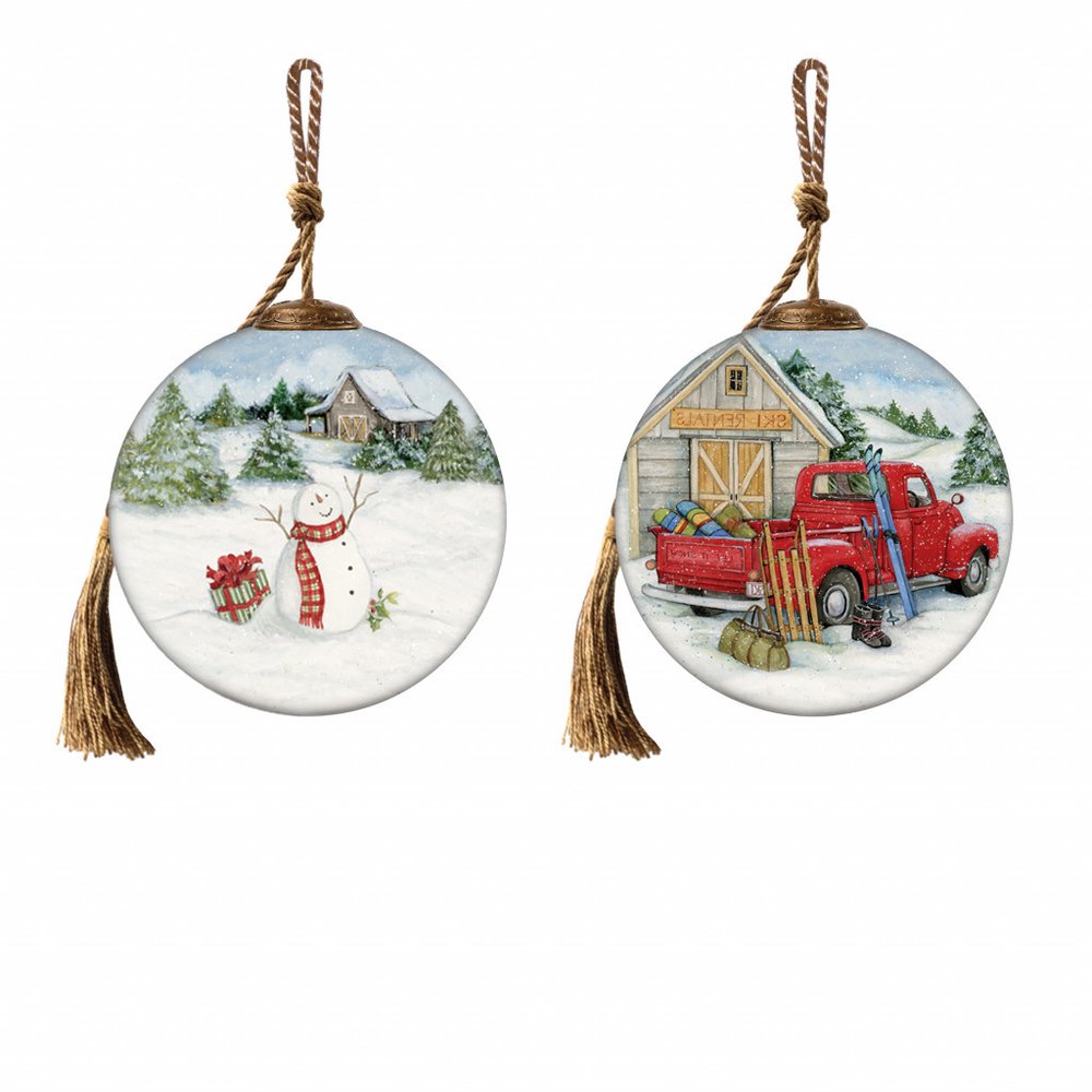 Red And White Glass Ball Ornament