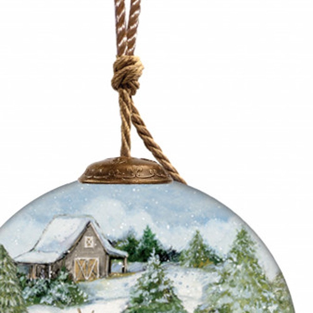 Red And White Glass Ball Ornament