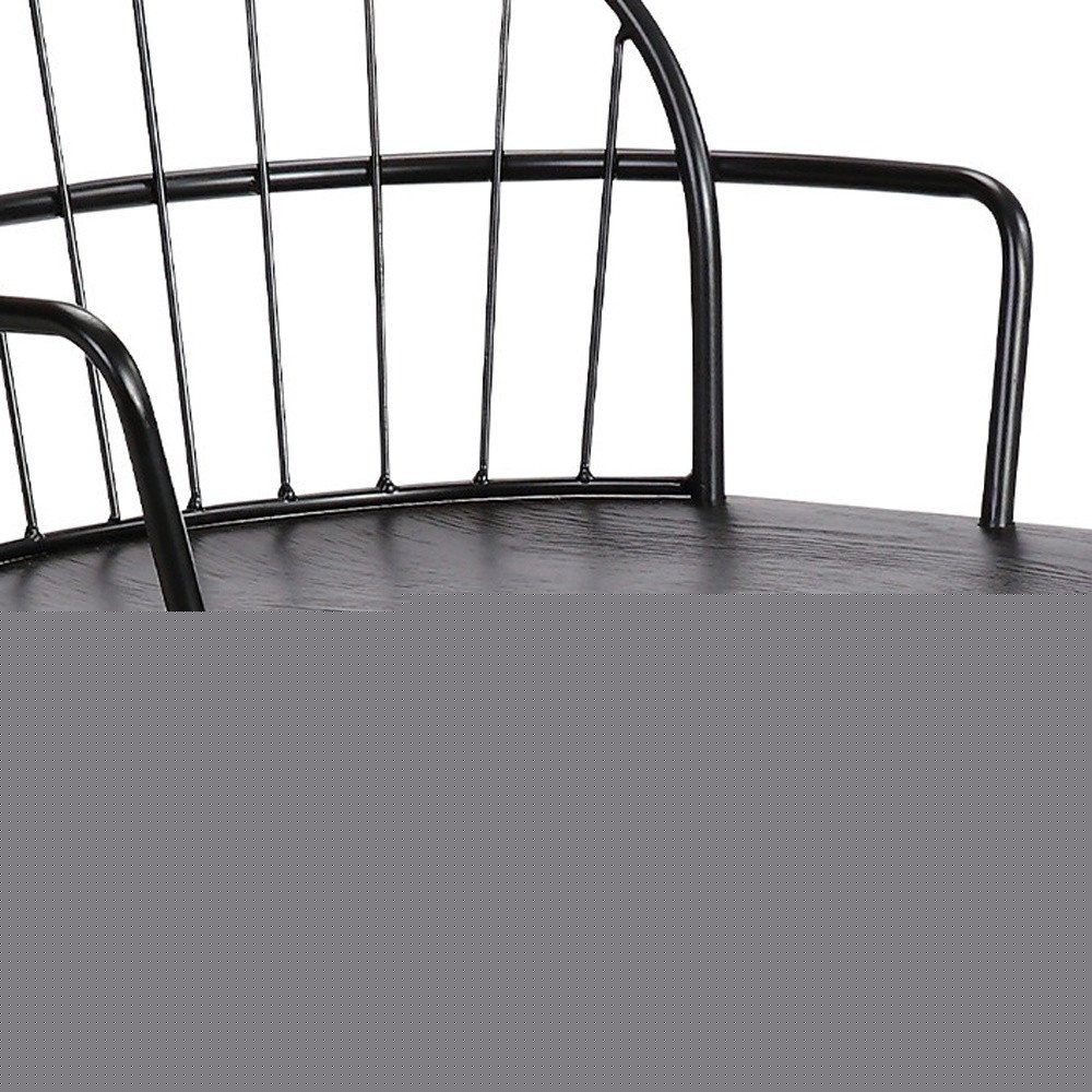 Black Solid Wood and Iron Low Back Adjustable Height Bar Chair