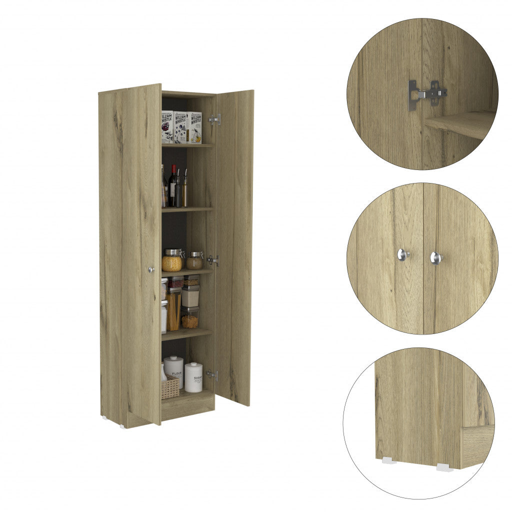 71" Oak Wood Pantry Or Storage Closet