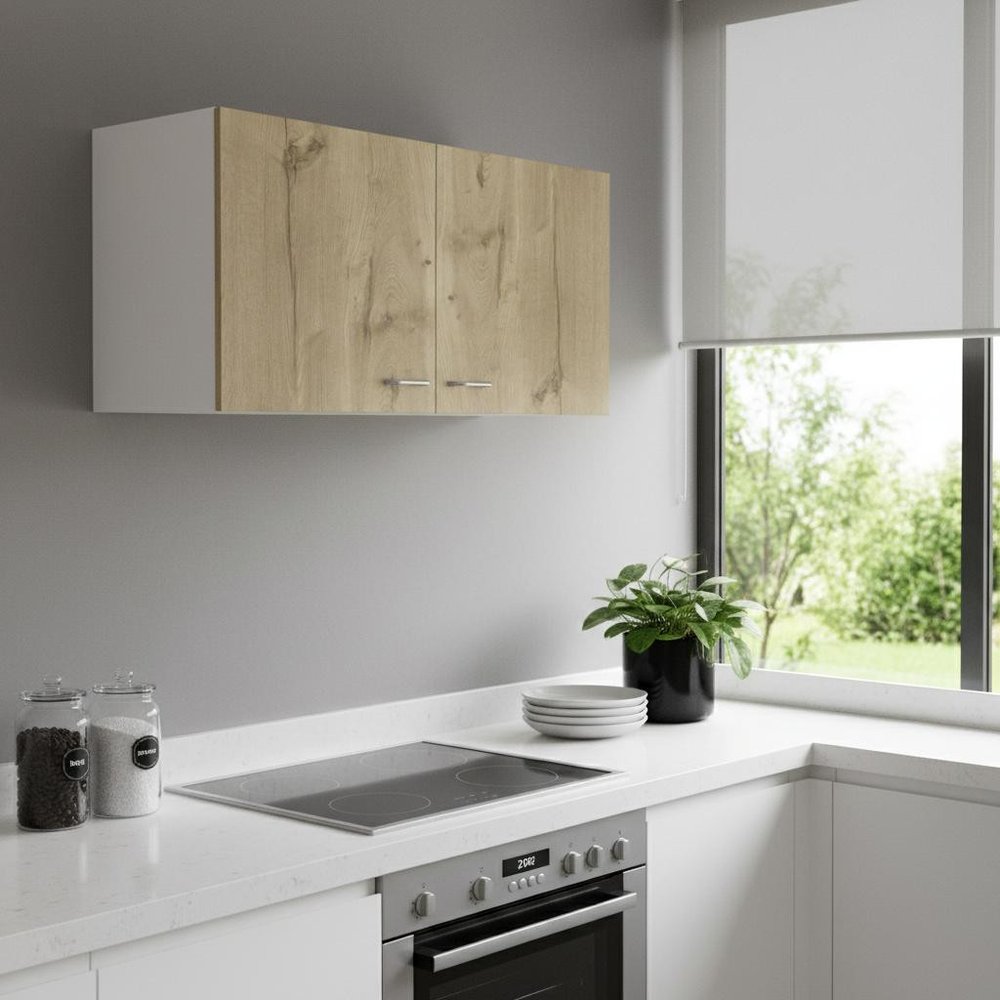 39" White And Light Oak Standard Accent Cabinet With One Shelf