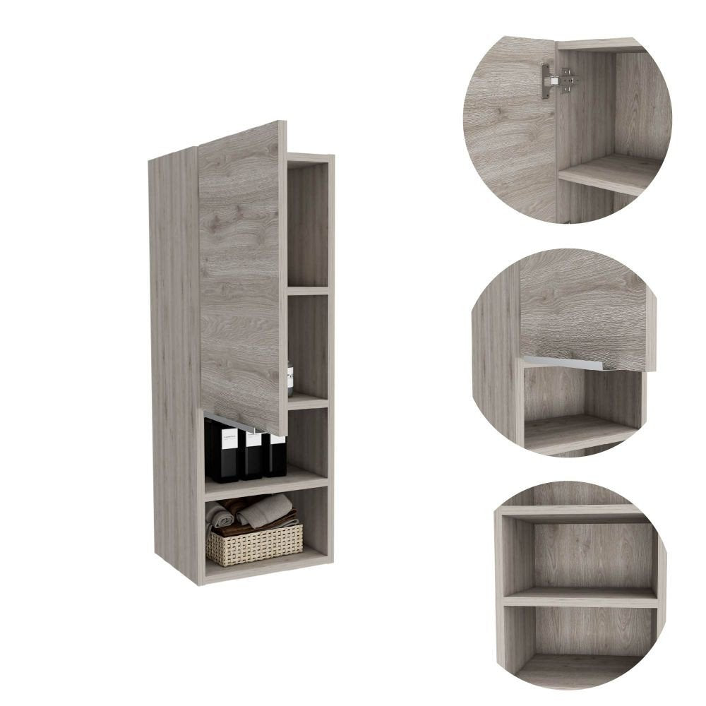 12" Light Gray Wood Floating Single Door Bathroom Vanity