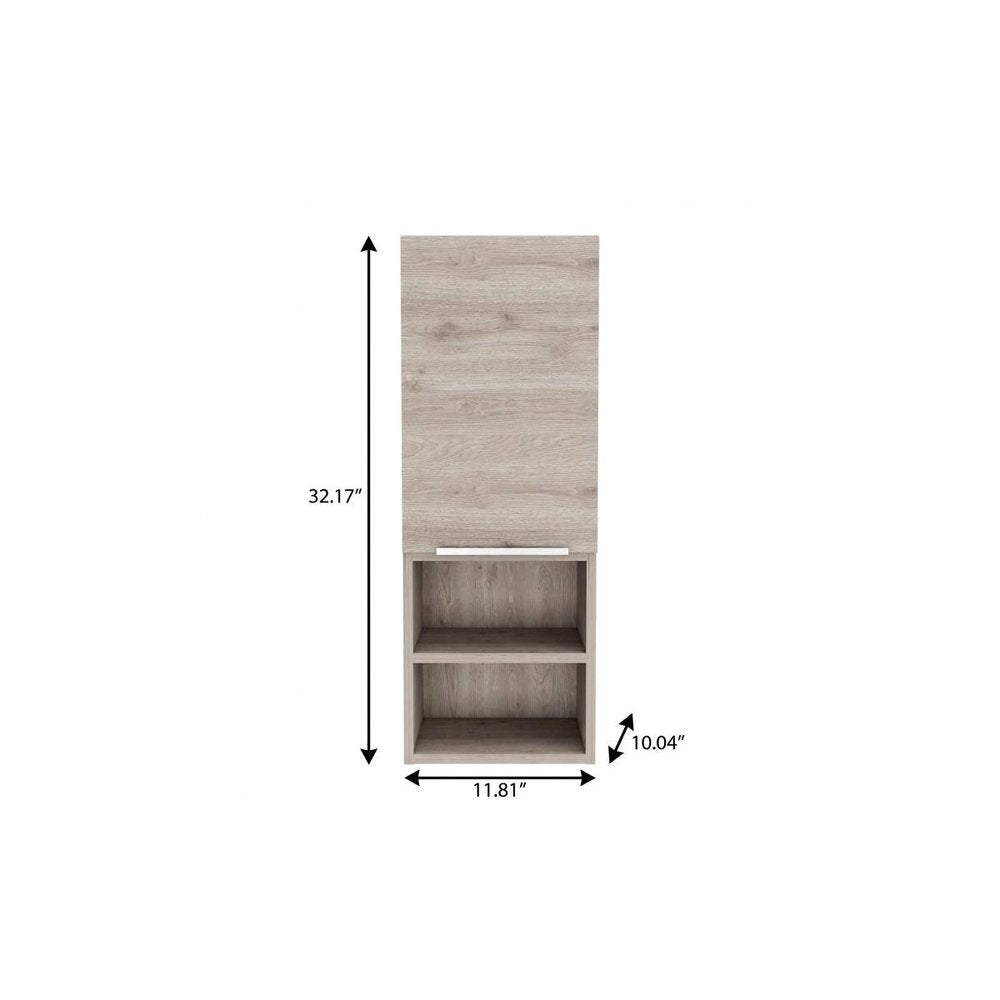 12" Light Gray Wood Floating Single Door Bathroom Vanity