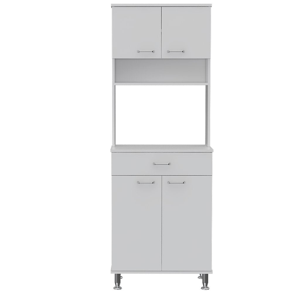 67" White Wood Four Door Pantry Or Storage Closet