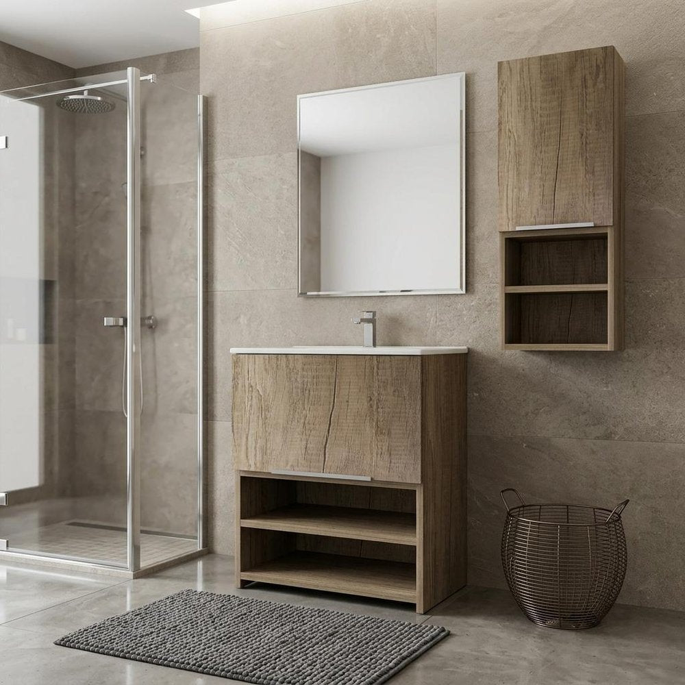 12" Natural Wood Wall Mounted Single Door Medicine Cabinet