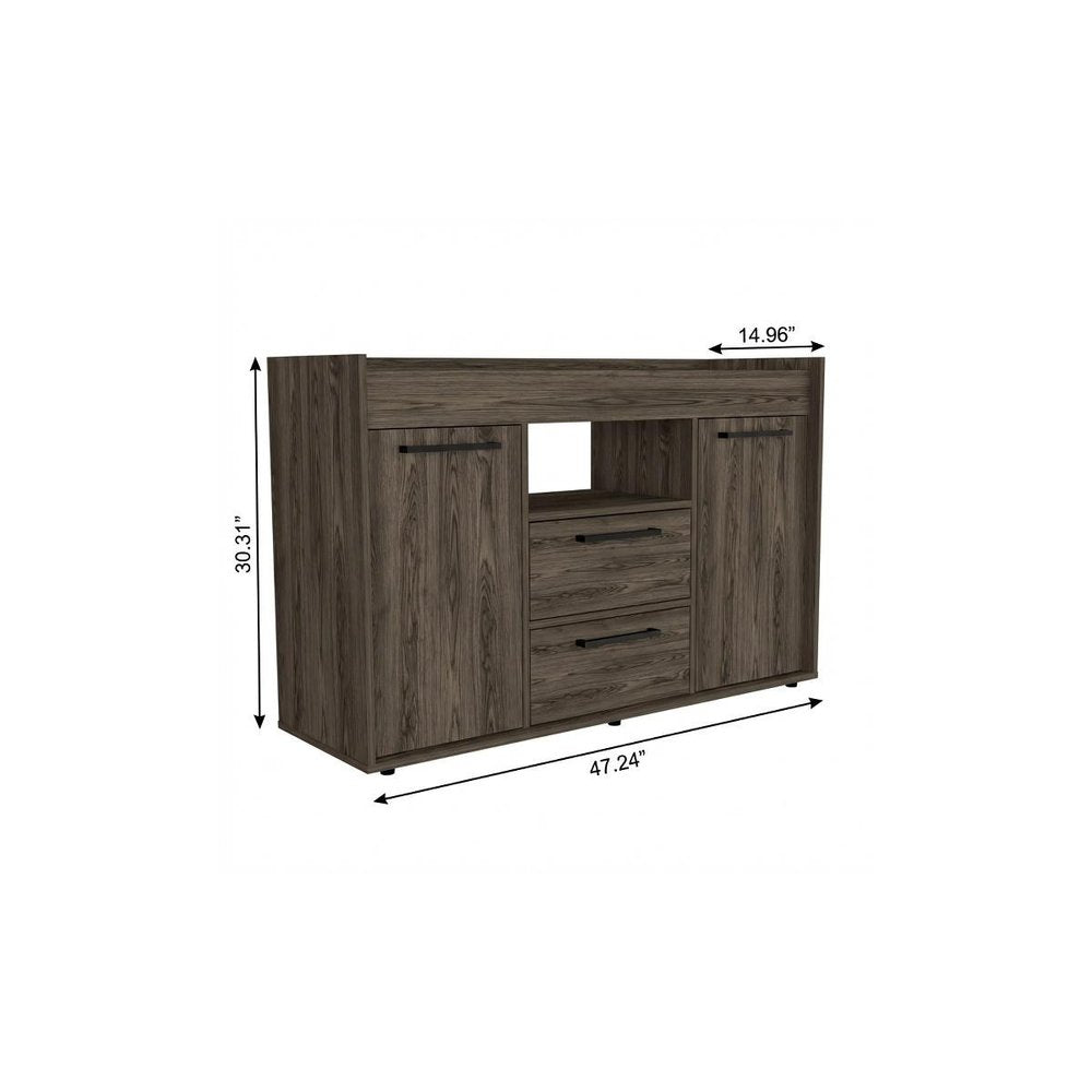 47" Dark Brown Two Drawer with Two Doors