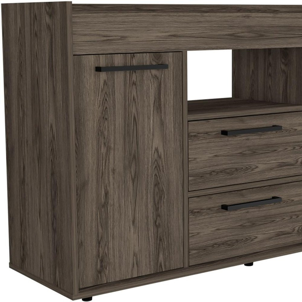 47" Dark Brown Two Drawer with Two Doors