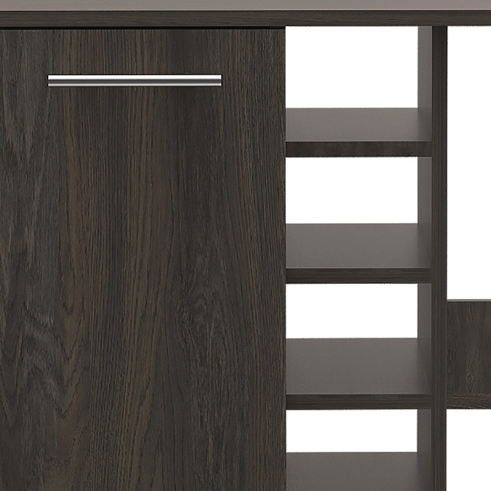 24" Espresso Wood Flat Door Rolling Kitchen Cart With Storage