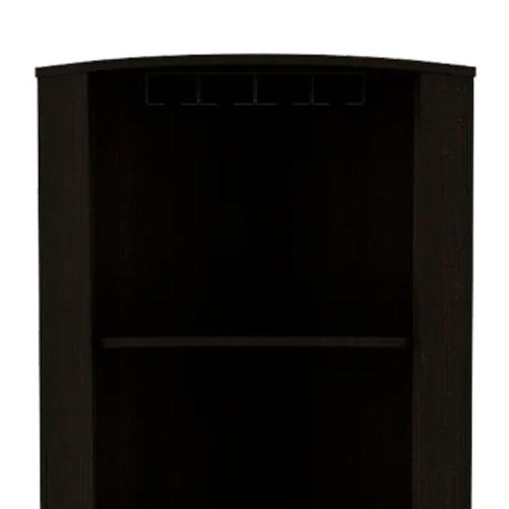 71" Black Wood Corner Bar Cabinet With Two Doors