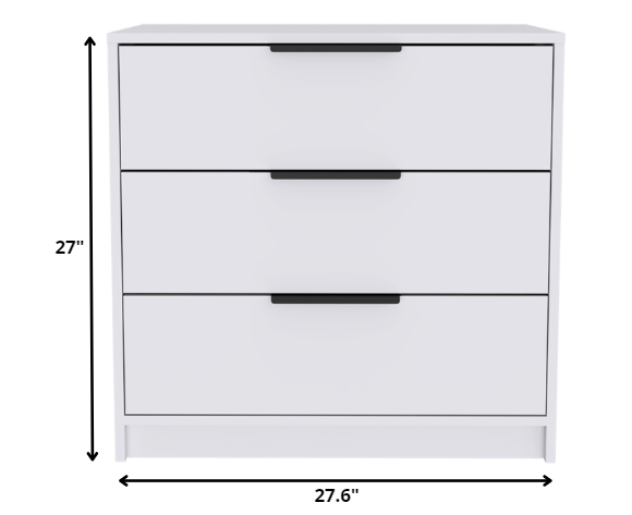 28" White Three Drawer Standard Chest
