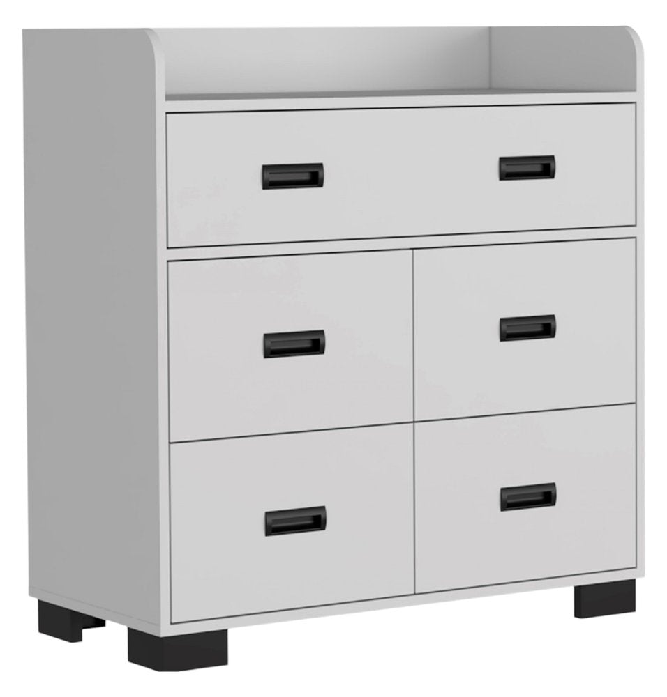 33" White Five Drawer Dresser