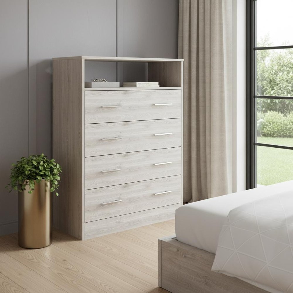 33" Light Grey Manufactured Wood Four Drawer Dresser