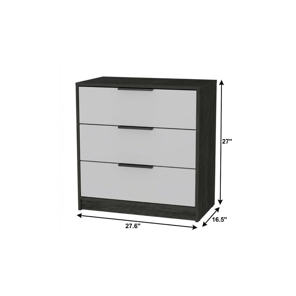 28" White And Smokey Oak Manufactured Wood Three Drawer Dresser