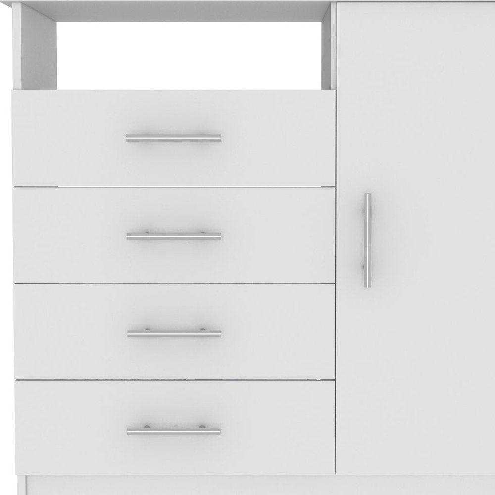 36" White Manufactured Wood Four Drawer Combo Dresser