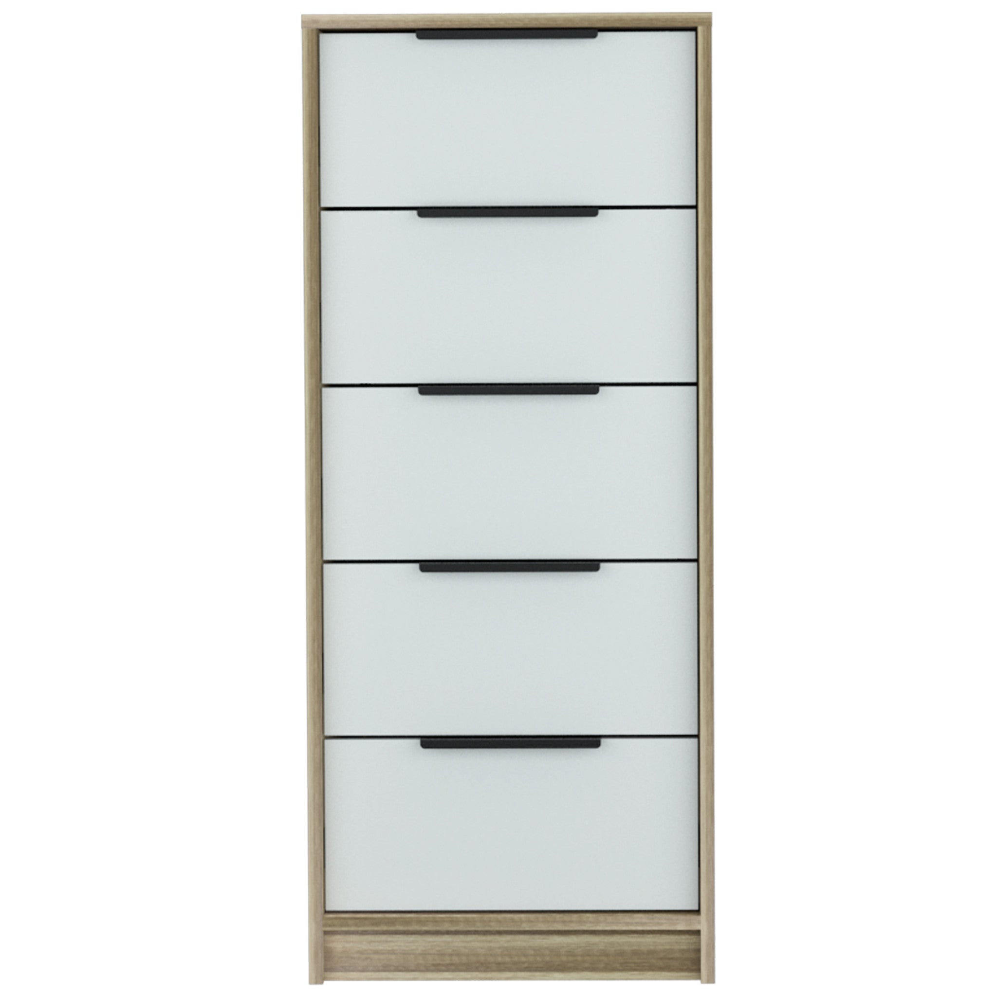 18" Brown And White Five Drawer Chest