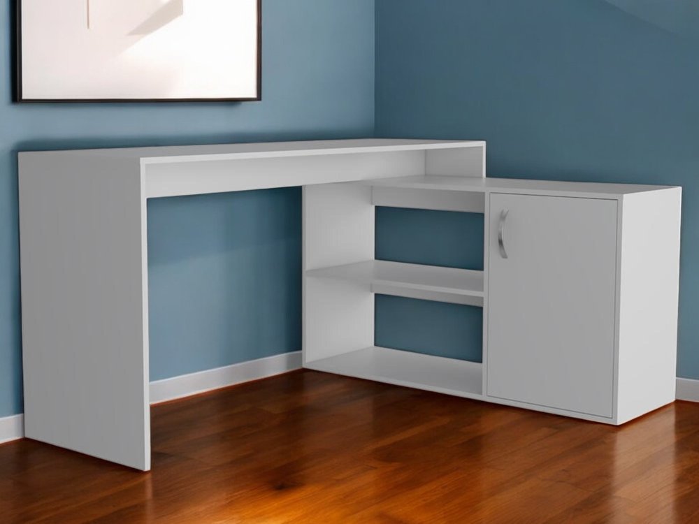 60" White L Shape Computer Desk