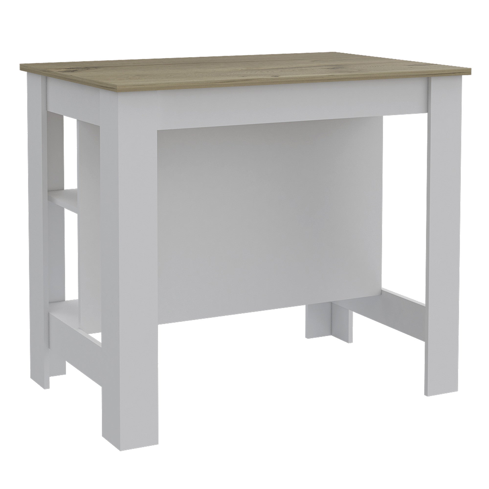 41" Brown And White Wood Kitchen Island With Storage