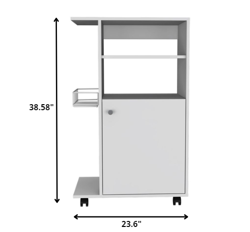 White 24" Rolling Kitchen Cart With Storage