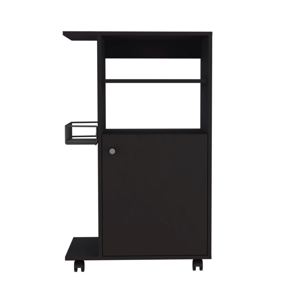 Black 24" Rolling Kitchen Cart With Storage