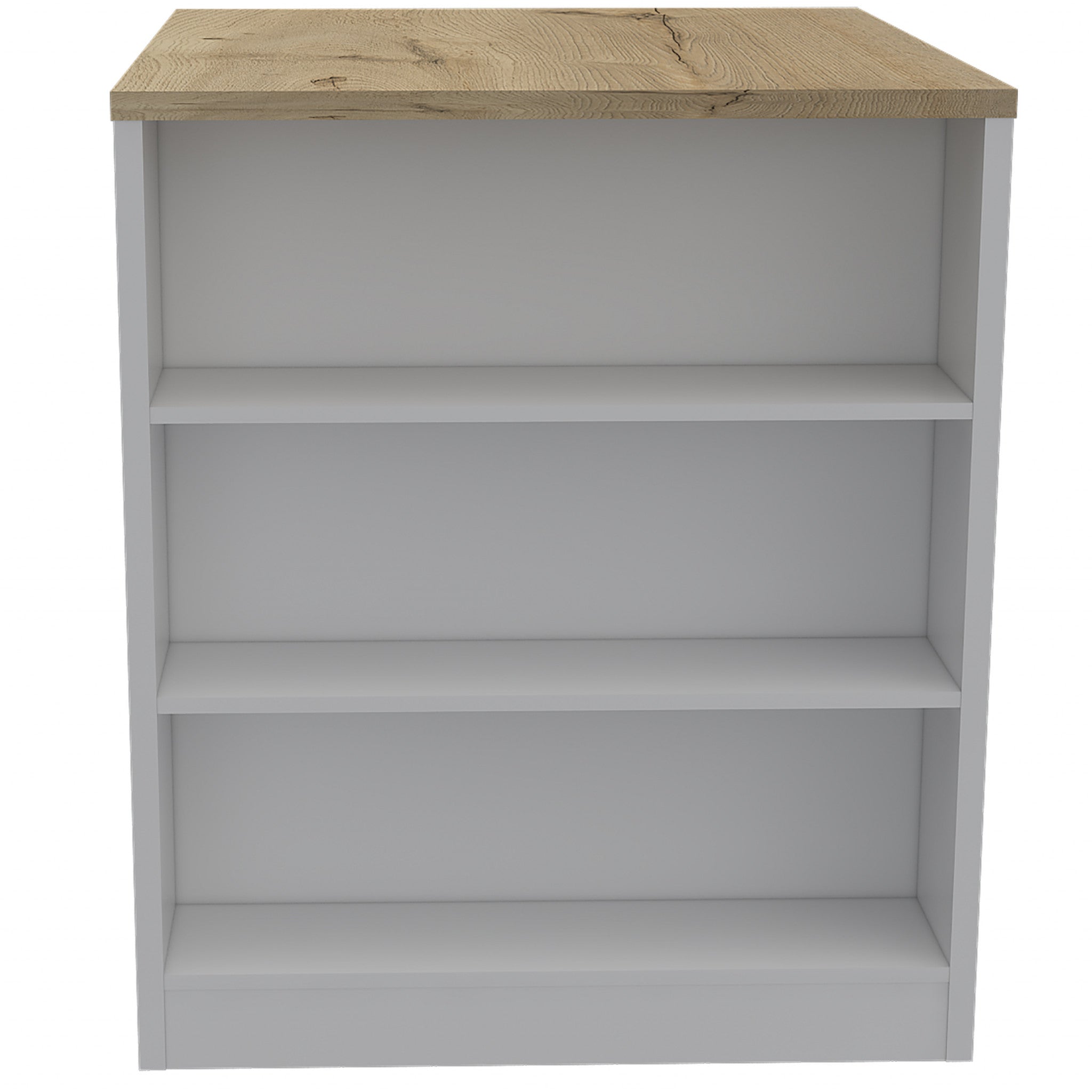 36" Natural and White Wood Kitchen Island With Storage