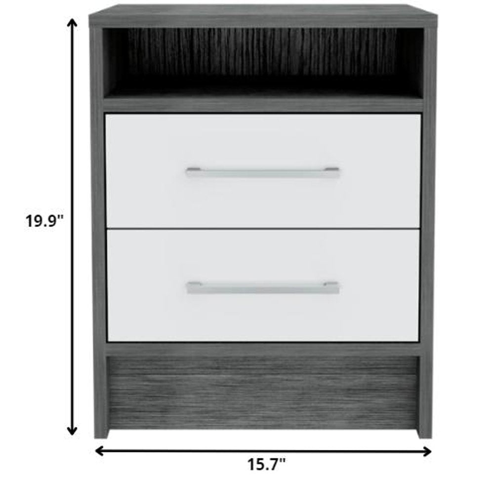 20" Wood Two Drawer Nightstand