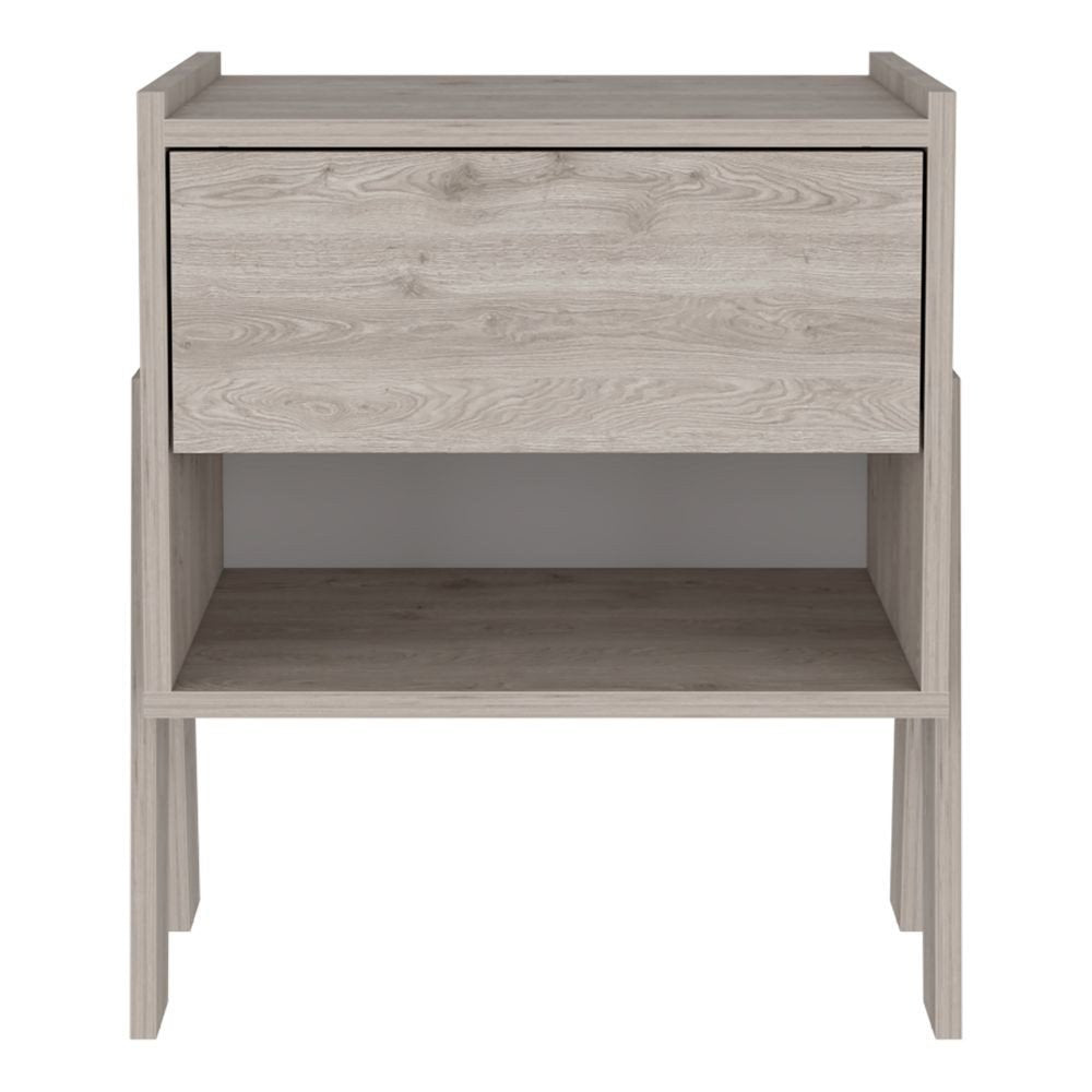 22" Light Gray Wood One Drawer Nightstand