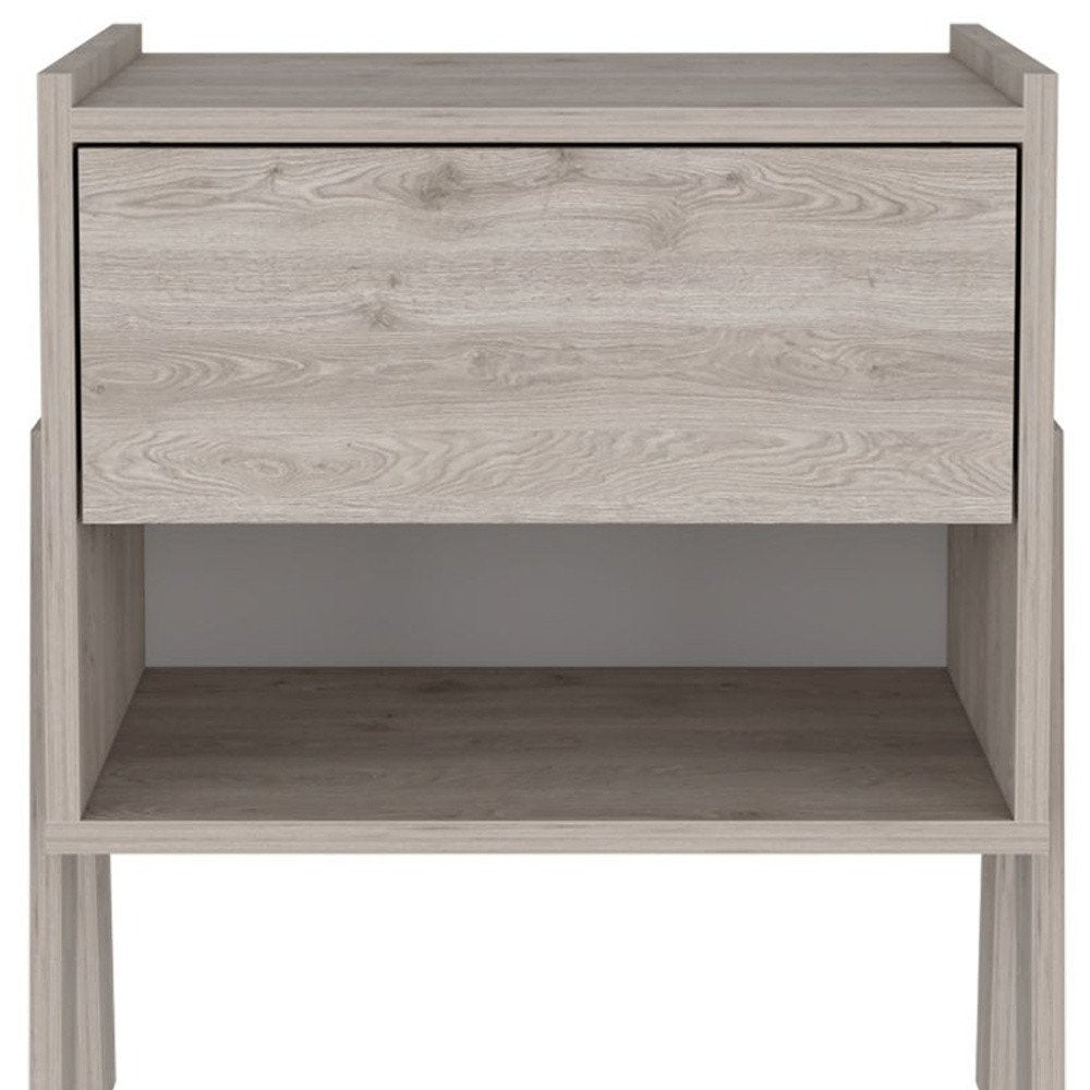 22" Light Gray Wood One Drawer Nightstand