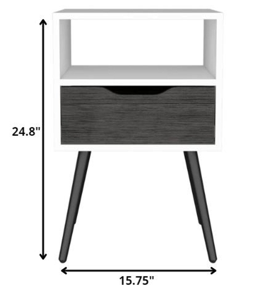 25" Wood One Drawer Nightstand