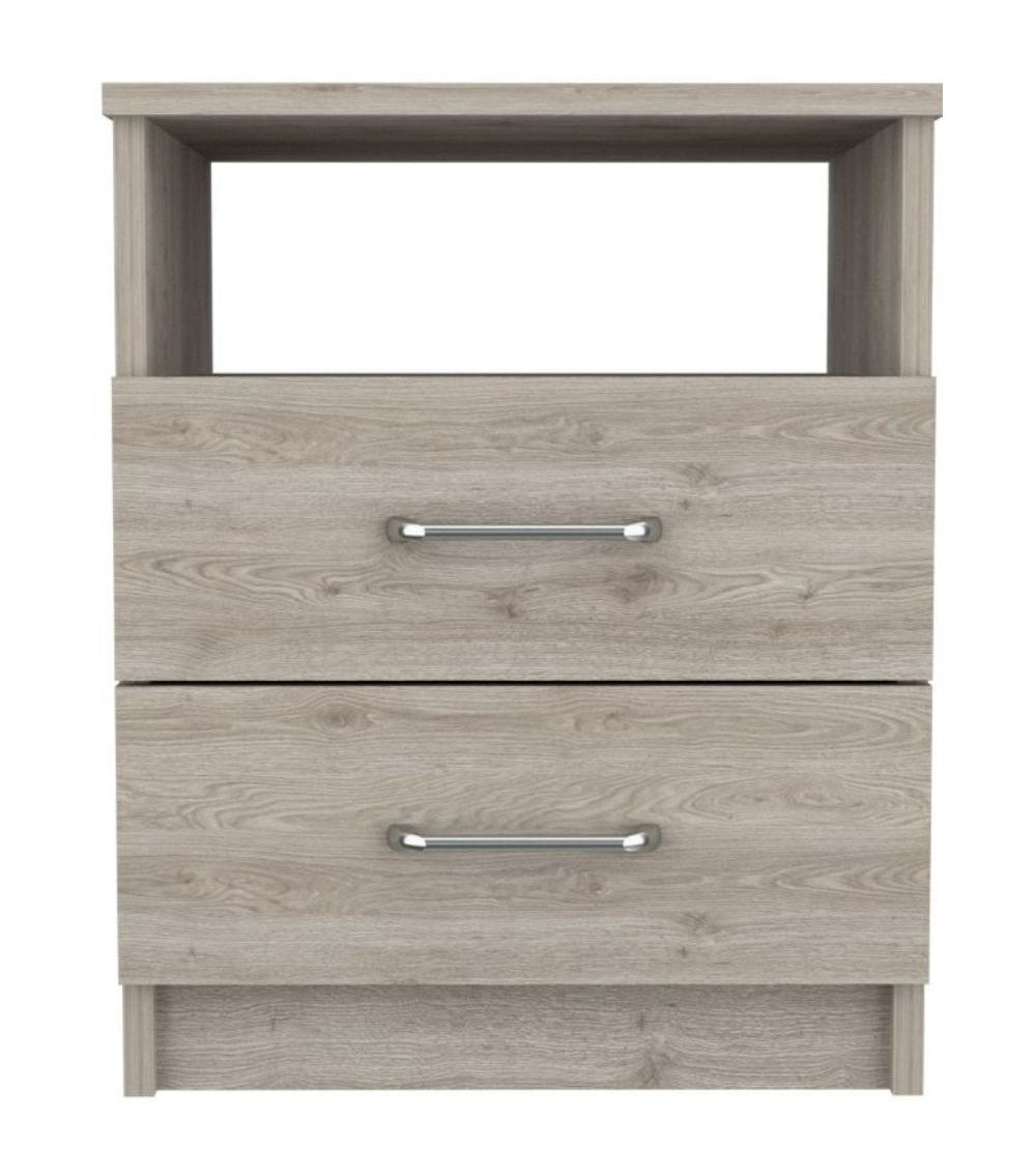 20" Light Gray Wood Two Drawer Nightstand