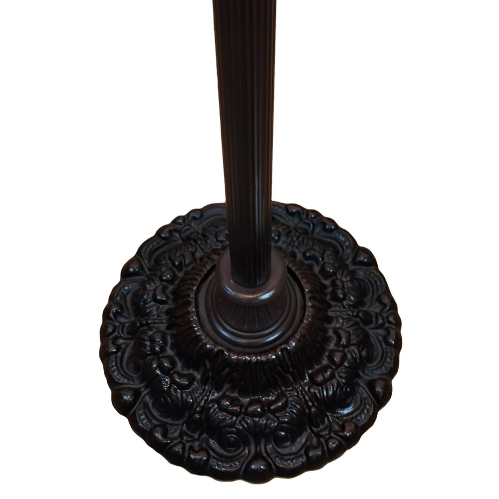 69" Black And Red Torchiere Floor Lamp With Red Dragonfly Glass Dome Shade