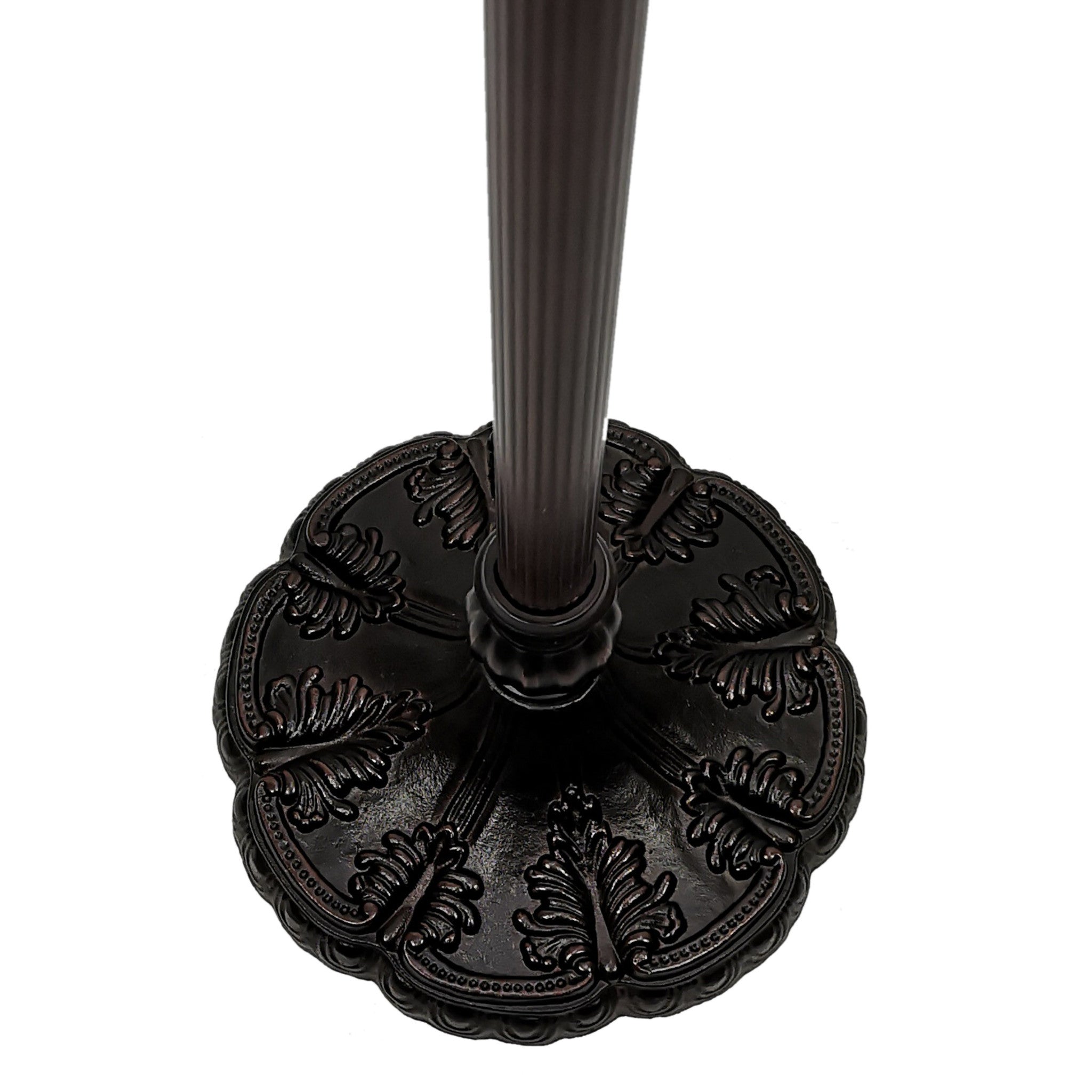 63" Brown Two Light Traditional Shaped Floor Lamp With White Stained Glass Bowl Shade