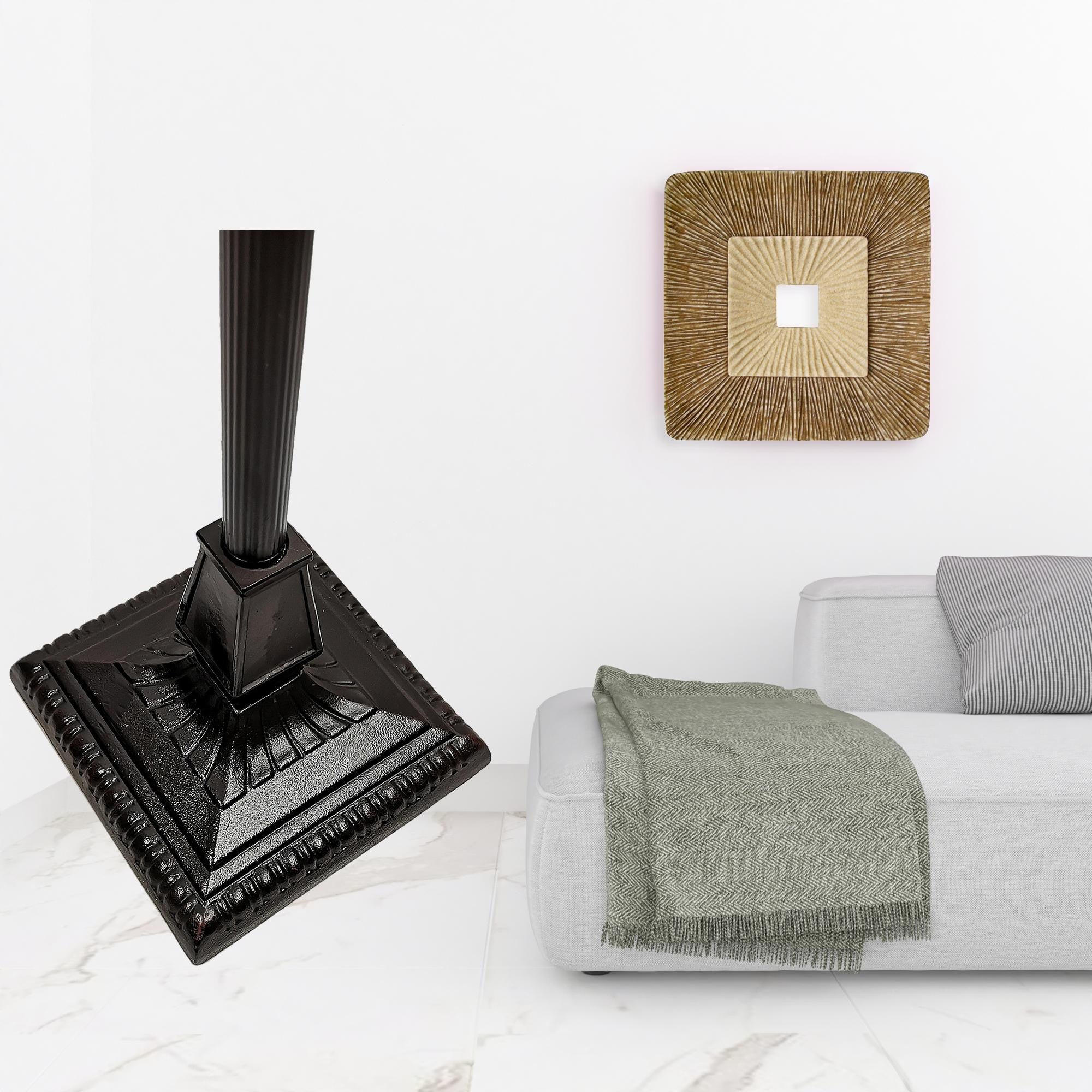 62" Two Light Tiffany Style Floor Lamp With Amber Blue And Green Stained Glass Shade