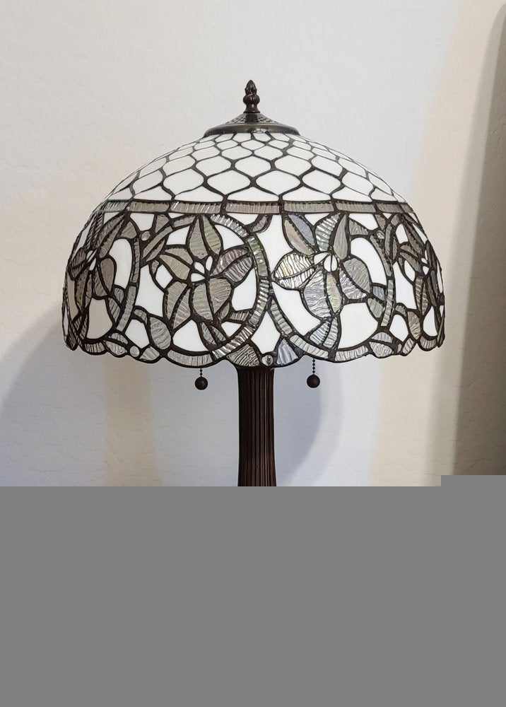 23" Dark Brown Metal Two Light Candlestick Table Lamp With White Shade