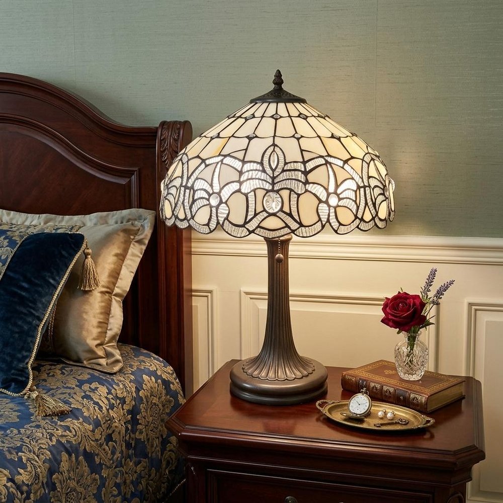 23" Dark Brown Metal Two Light Candlestick Table Lamp With White Shade